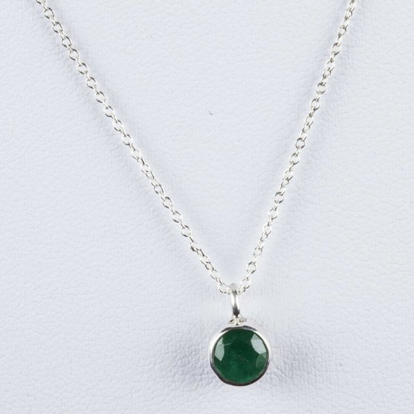 Sterling Silver Faceted Emerald Astrology Pendant
